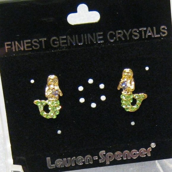 LAUREN SPENCER MERMAID GREEN/PURPLE CRYSTAL PENDANT NECKLACE**NEW! - Picture 3 of 3